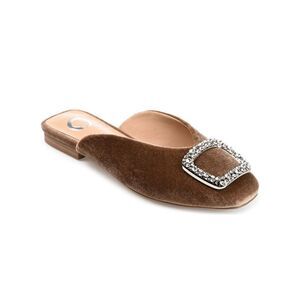 SONNIA DRESSY MULE FLATS IN VELVET, COLOR: TAUPE, SIZE: 8
